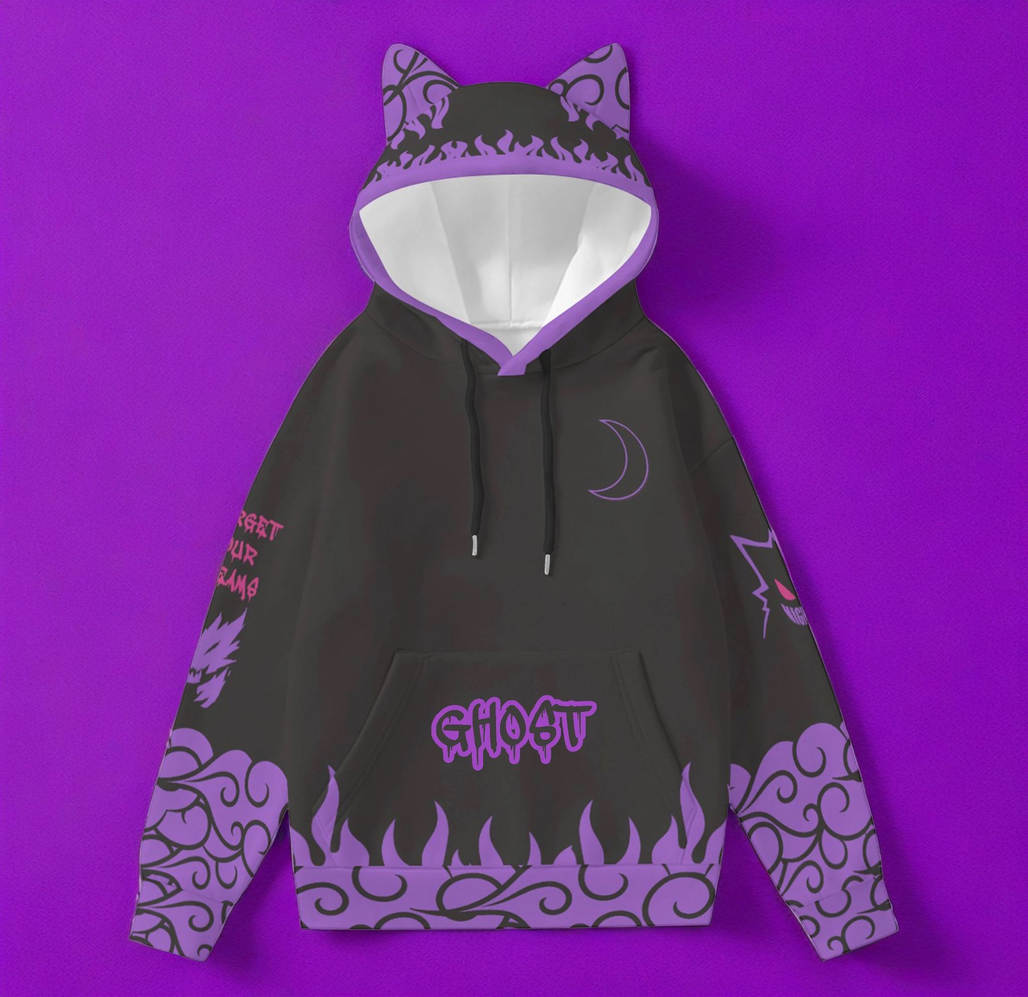 Pokemon Cosplay | Unisex Gengar Cut Ear Hoodie
