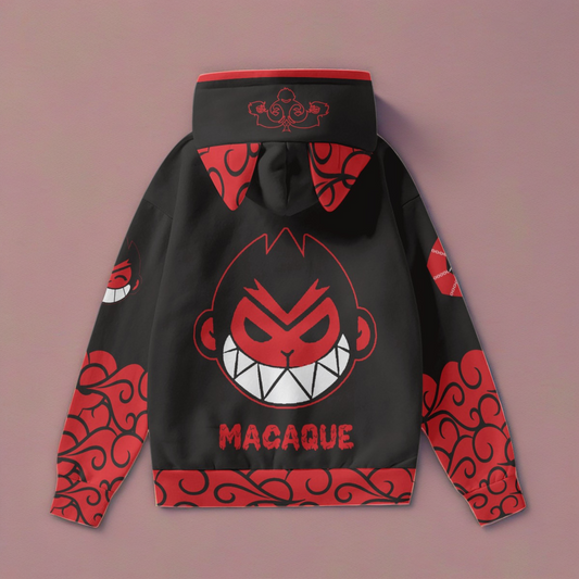 LEGO Monkie Kid Cosplay | Unisex Red Edition Macaque Cat Ear Hoodie