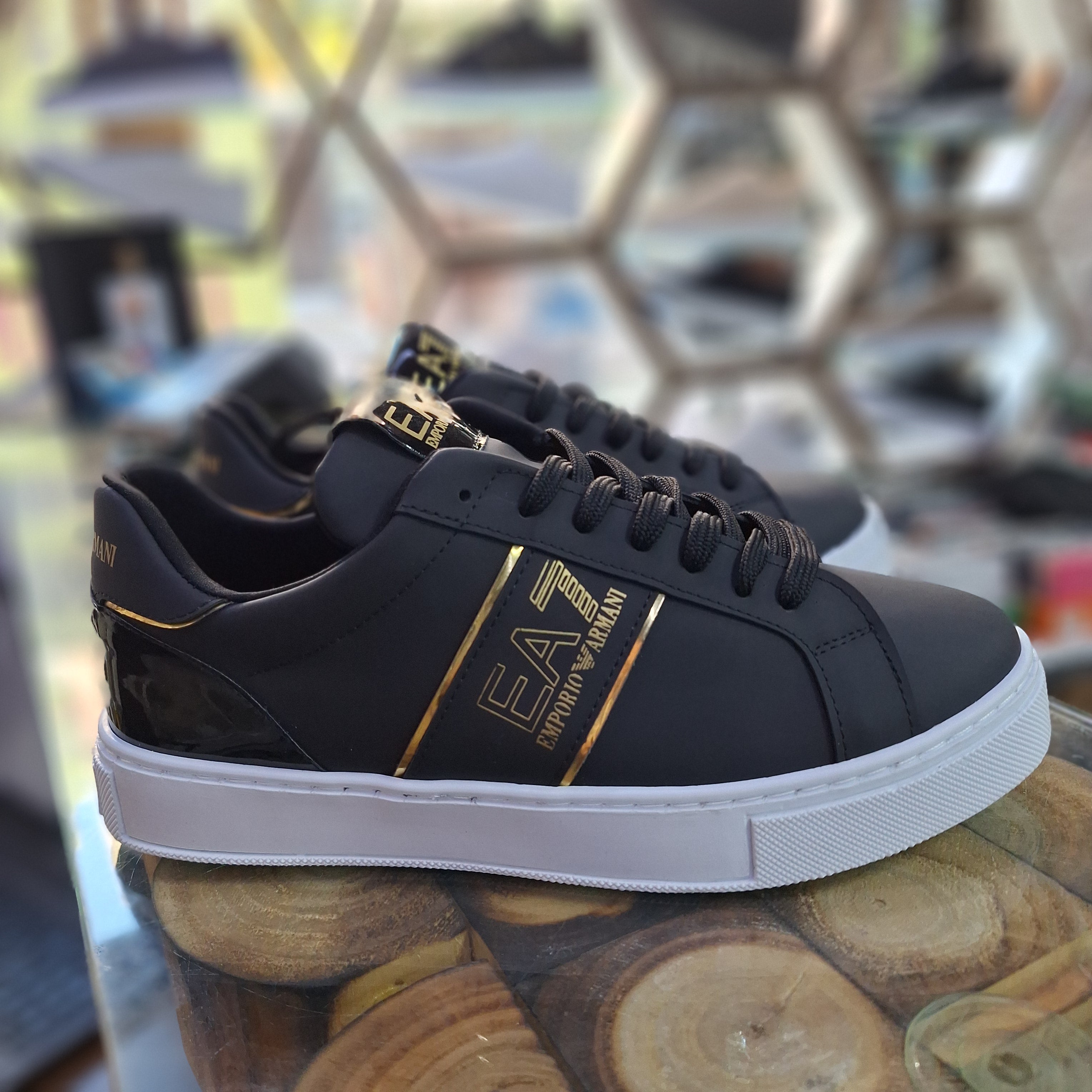 Emporio Armani EA7 Men's Sneakers – Black, White Gold Style, Comfort Stitching, Style Casual Sports & Urban Chic