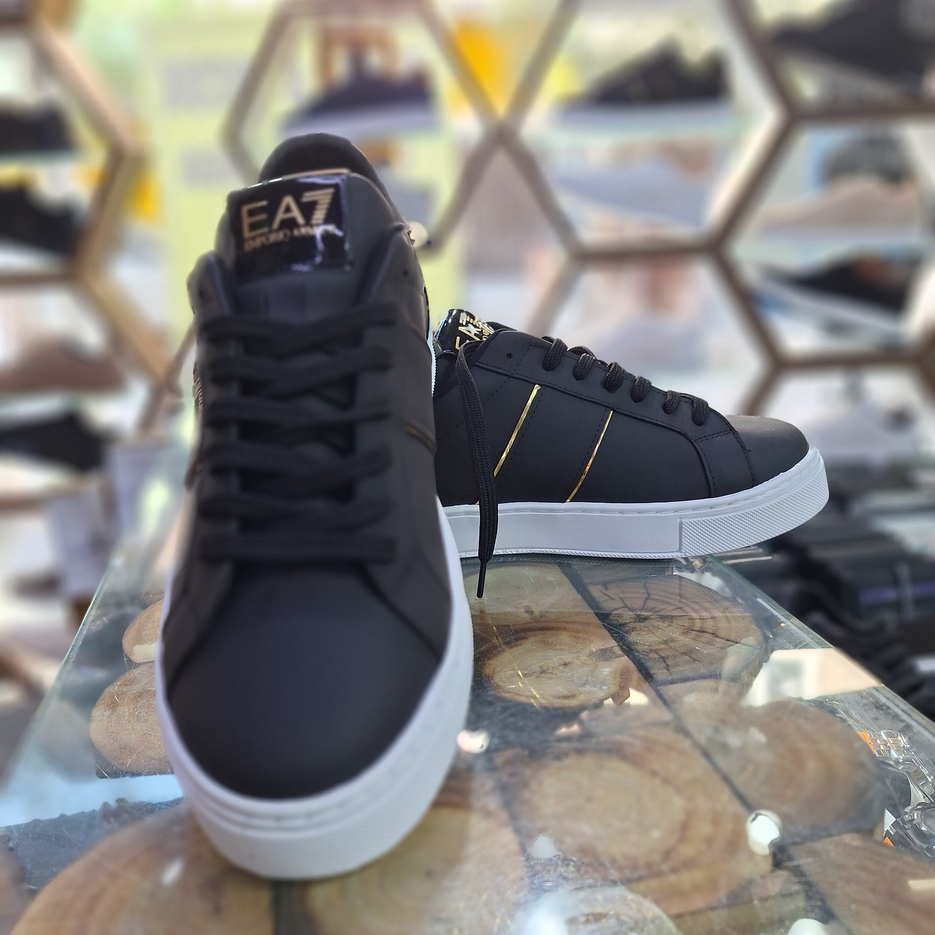 Emporio Armani EA7 Men's Sneakers – Black, White Gold Style, Comfort Stitching, Style Casual Sports & Urban Chic