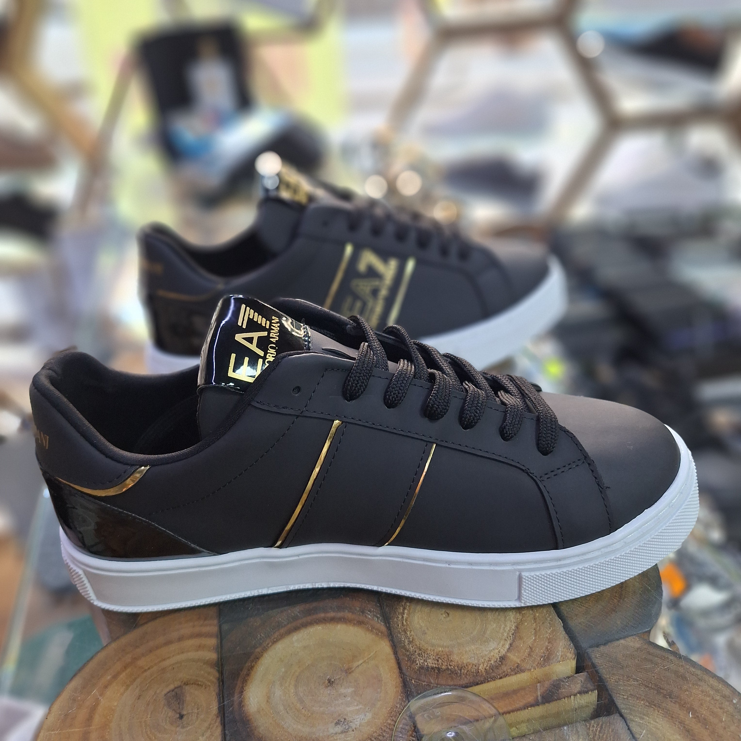 Emporio Armani EA7 Men's Sneakers – Black, White Gold Style, Comfort Stitching, Style Casual Sports & Urban Chic