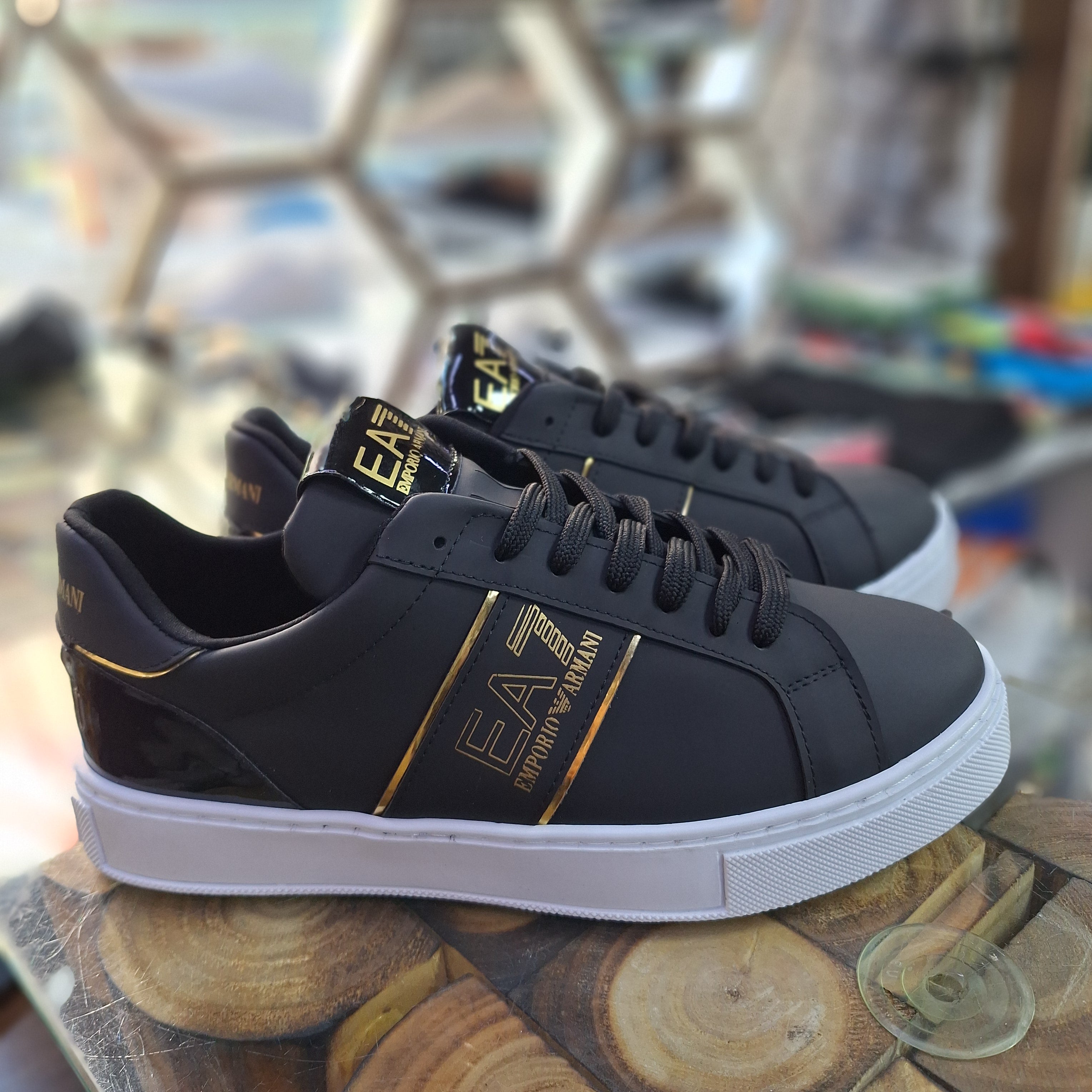 Emporio Armani EA7 Men's Sneakers – Black, White Gold Style, Comfort Stitching, Style Casual Sports & Urban Chic