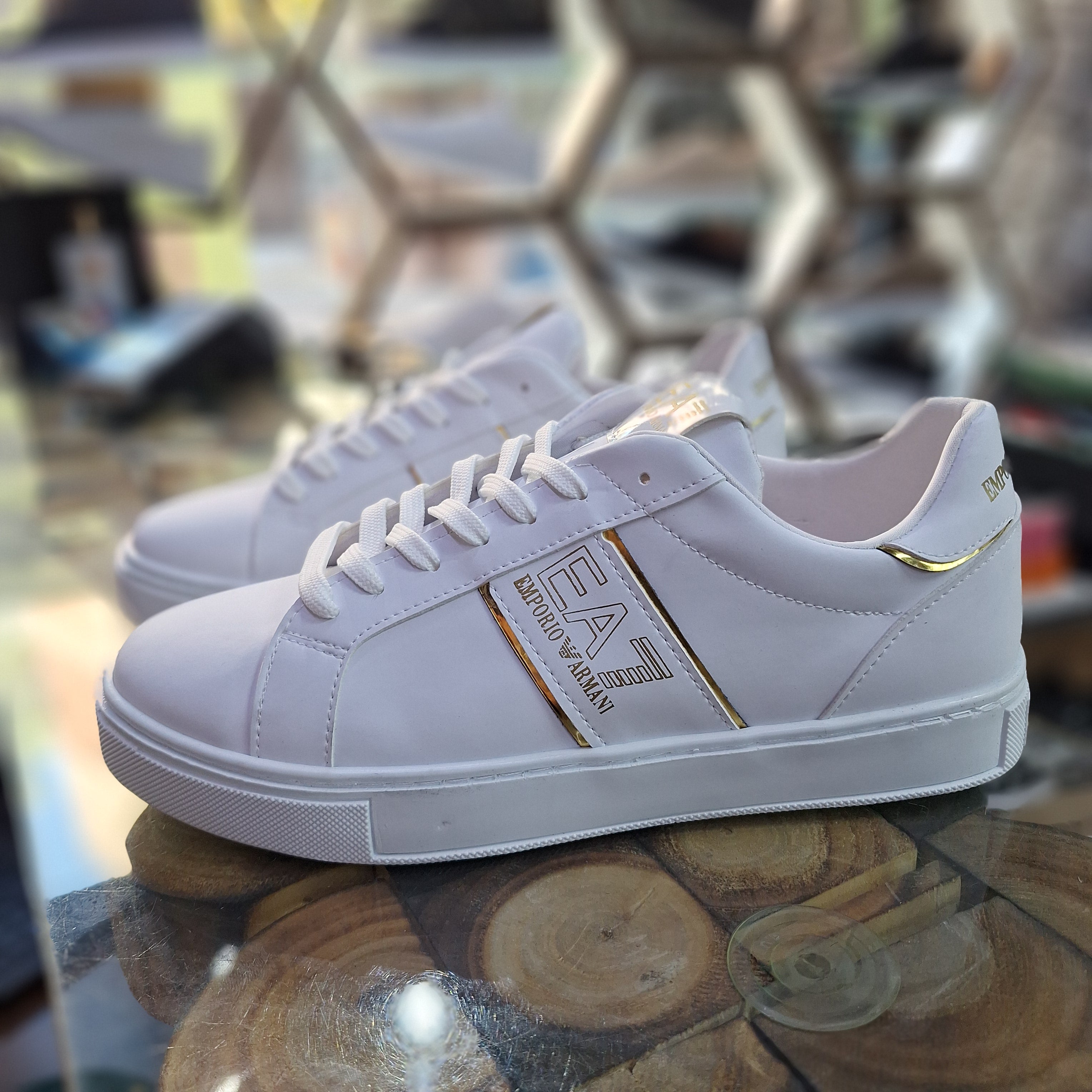 Emporio Armani EA7 Men's Sneakers – Black, White Gold Style, Comfort Stitching, Style Casual Sports & Urban Chic