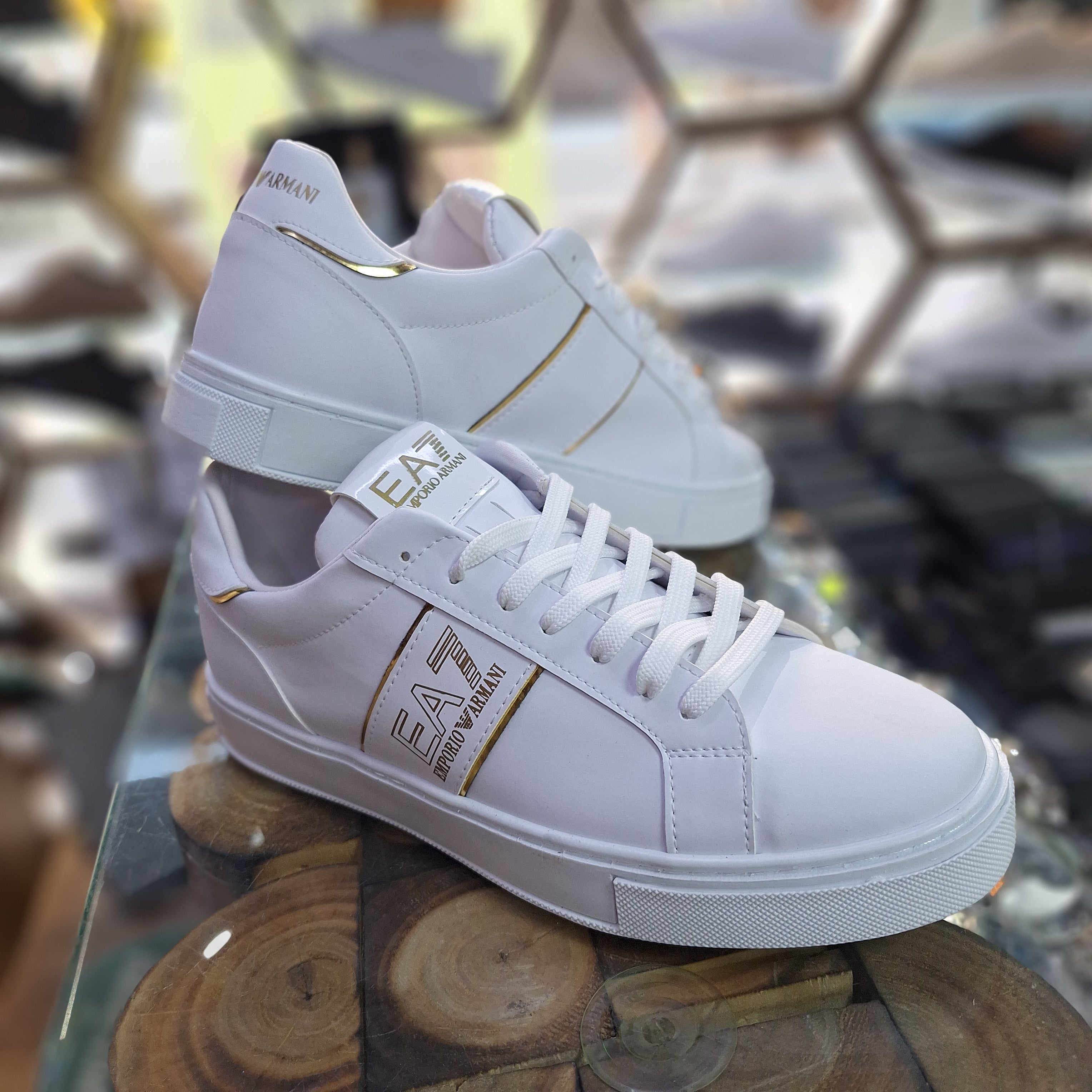 Emporio Armani EA7 Men's Sneakers – Black, White Gold Style, Comfort Stitching, Style Casual Sports & Urban Chic