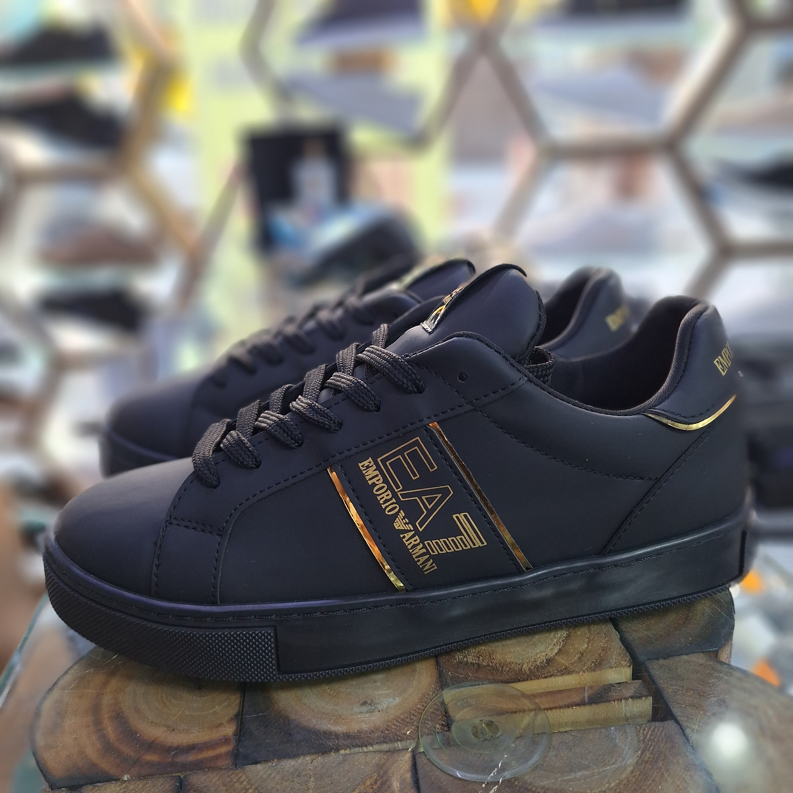 Emporio Armani EA7 Men's Sneakers – Black, White Gold Style, Comfort Stitching, Style Casual Sports & Urban Chic