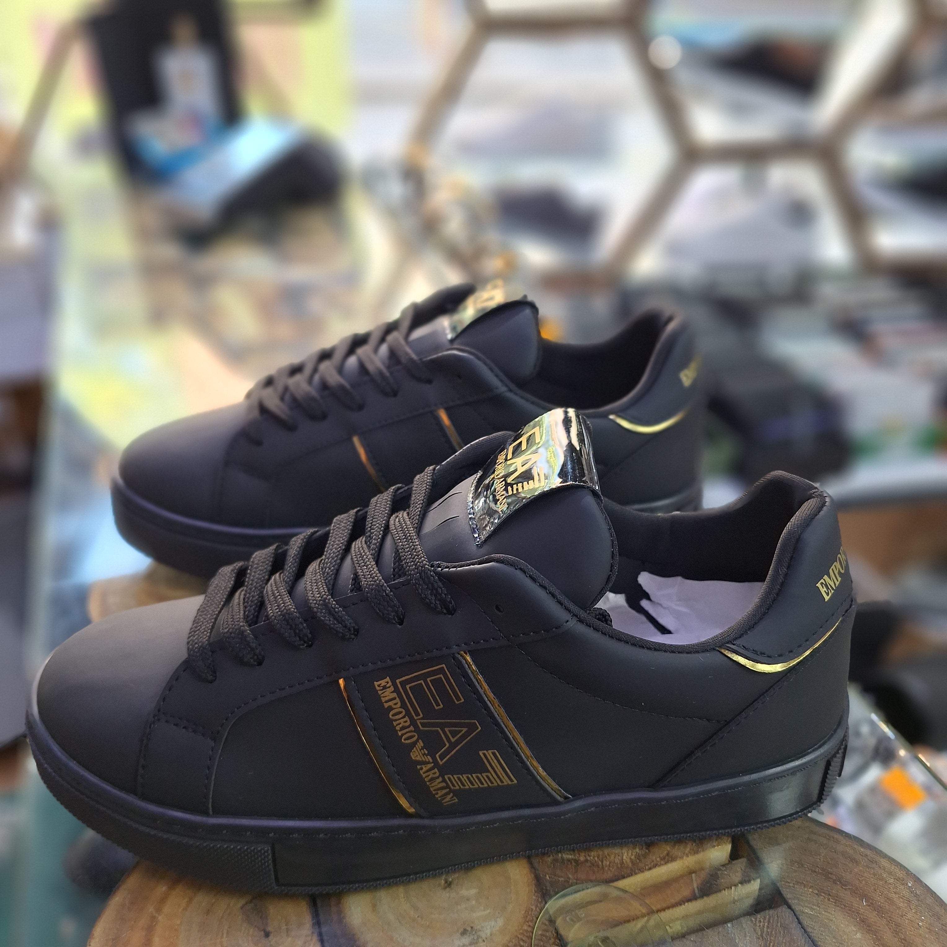 Emporio Armani EA7 Men's Sneakers – Black, White Gold Style, Comfort Stitching, Style Casual Sports & Urban Chic