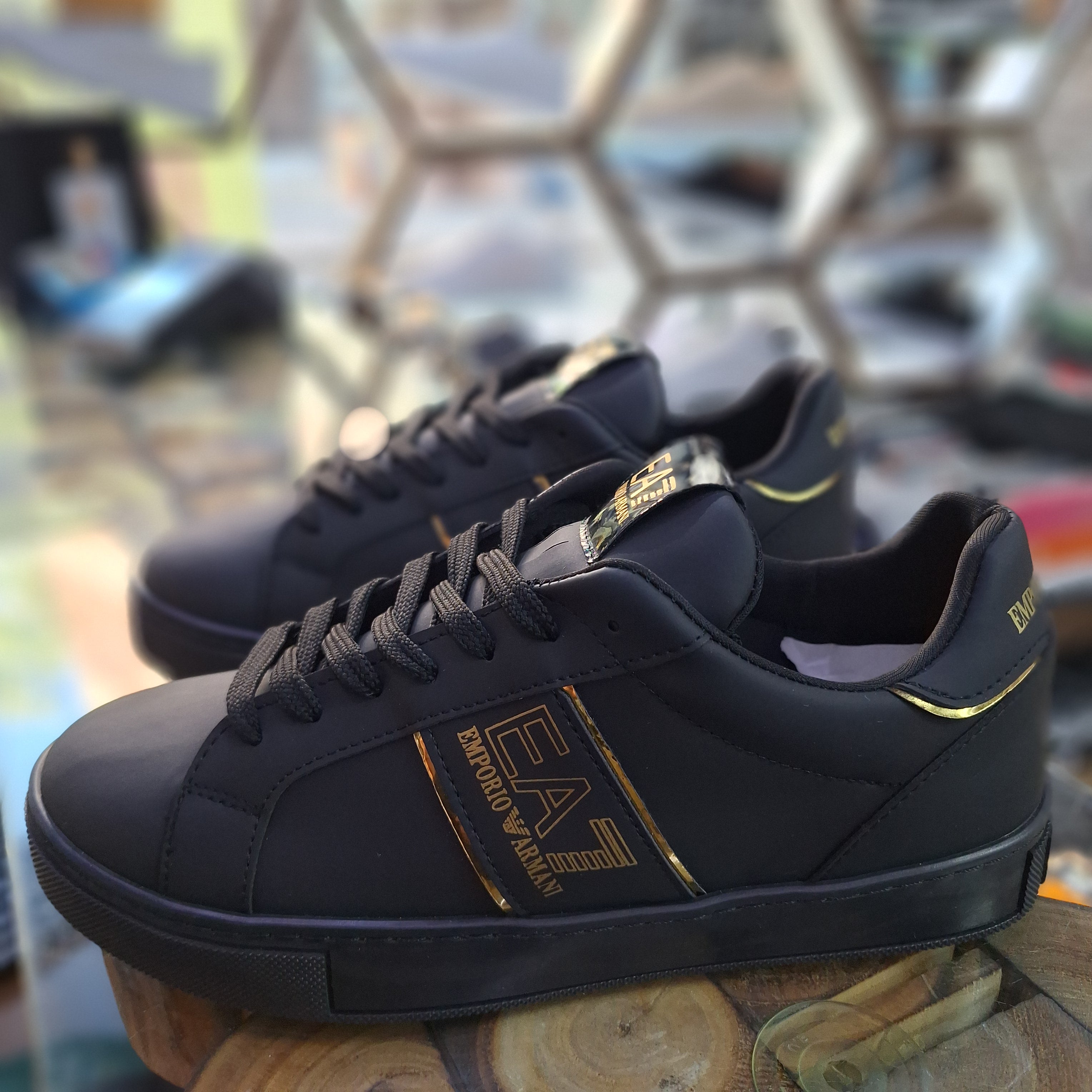 Emporio Armani EA7 Men's Sneakers – Black, White Gold Style, Comfort Stitching, Style Casual Sports & Urban Chic