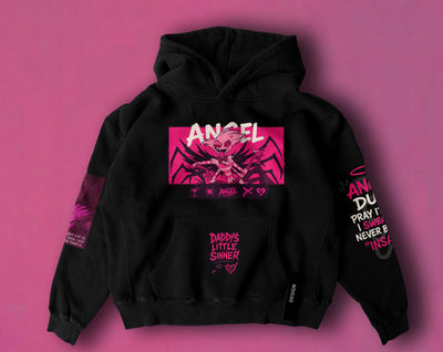 Hazbin Hotel Angel Dust Pink Hoodie – Unisex Cosplay Sweatshirt for Anime Fans
