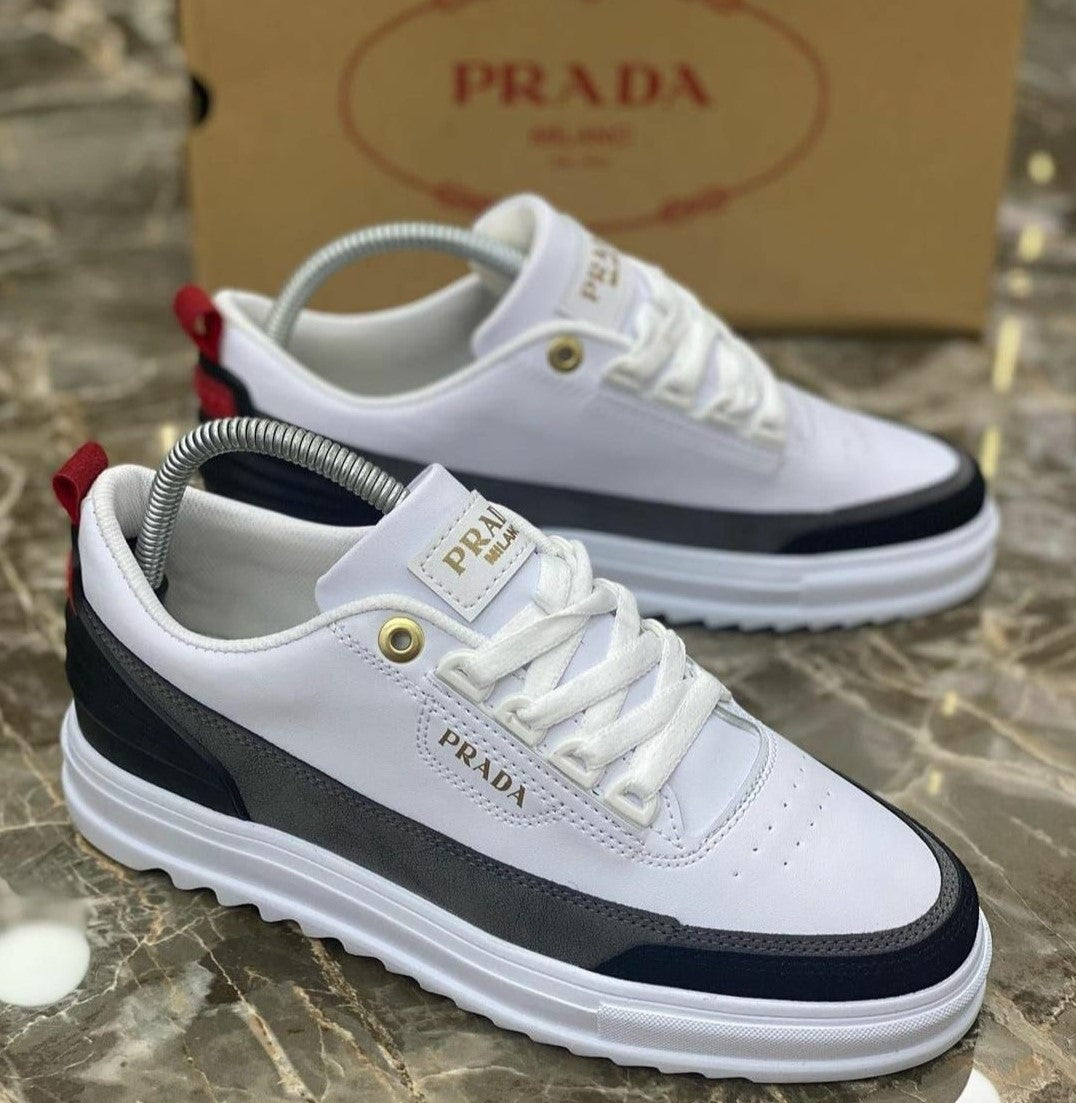Prada 3-Color White Thin Sole Stylish Comfortable Men's Casual Shoes