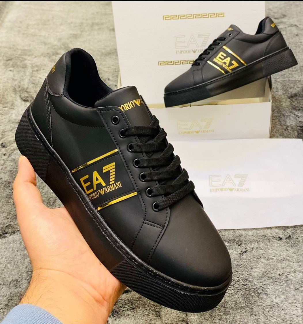 Emporio Armani EA7 Men's Sneakers – Black, White Gold Style, Comfort Stitching, Style Casual Sports & Urban Chic