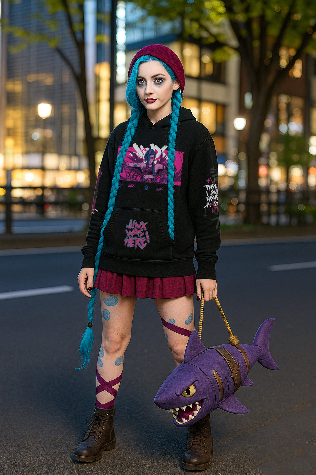 【IAB STUDIO】IAB Studio x Arcane Jinx Hoodie Navy Dove Blue IAB STUDIO】IAB Studio x Arcane Jinx Hoodie Navy Dove Blue