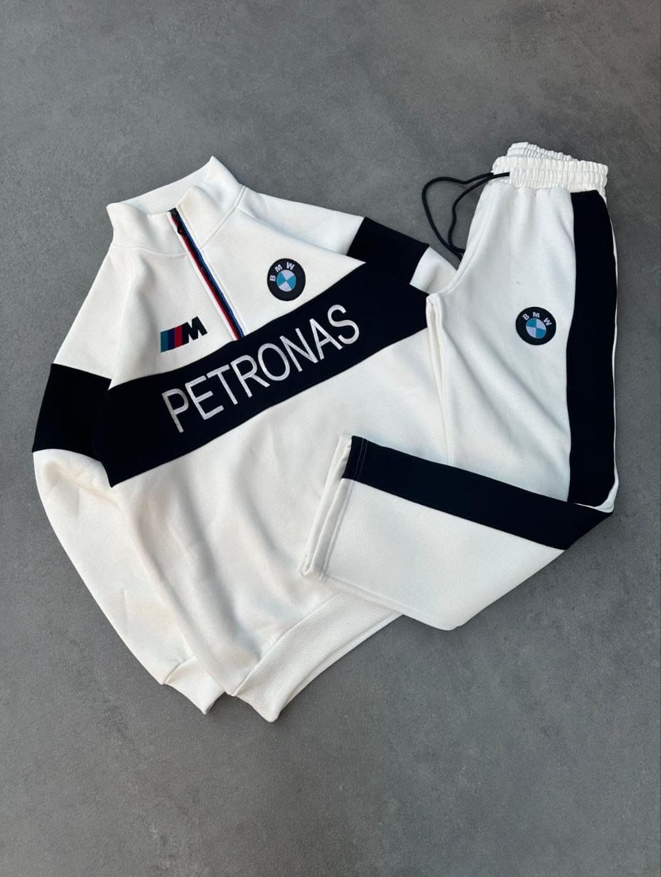 BMW Nike Zip- Up Tracksuit Set | Petronas Oversize Streetwear Black Rally White Jersey