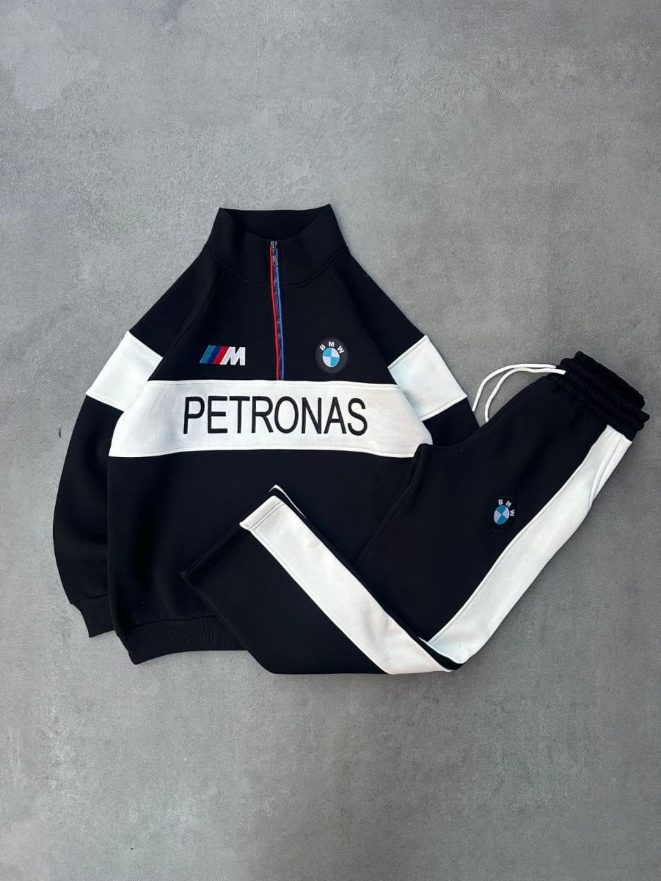 BMW Nike Zip- Up Tracksuit Set | Petronas Oversize Streetwear Black Rally Black Jersey
