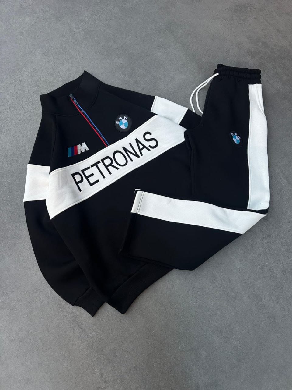 BMW Nike Zip- Up Tracksuit Set | Petronas Oversize Streetwear Black Rally Black Jersey