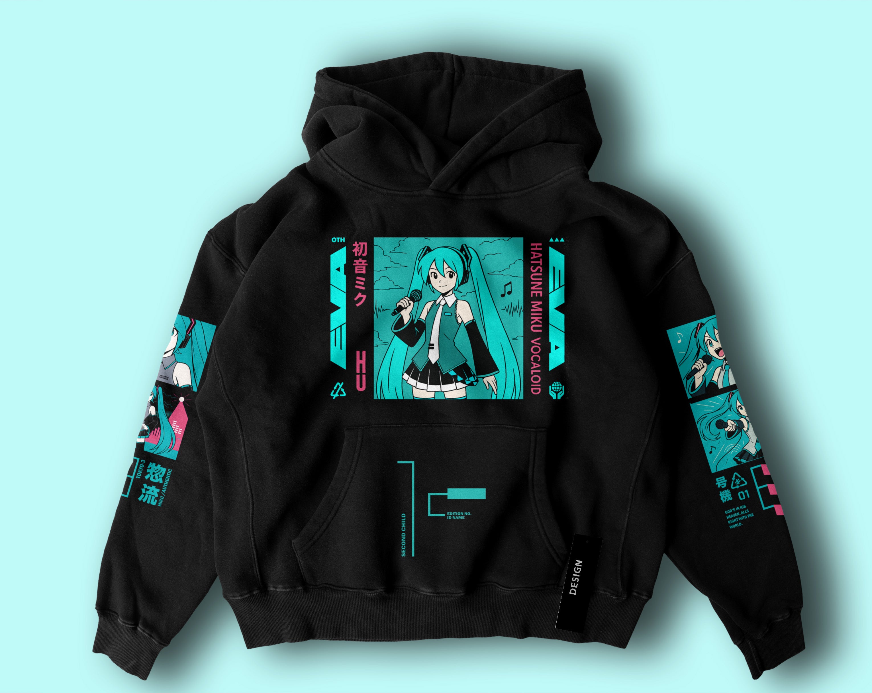 Hatsune Miku EVA Hoodie – Vocaloid Inspired Cyber Streetwear | Neon Techwear Hoodie for Anime Fans